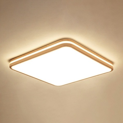 1 Light Ceiling Lamp Contemporary Style Geometric Shape Wood Flush Mount Chandelier