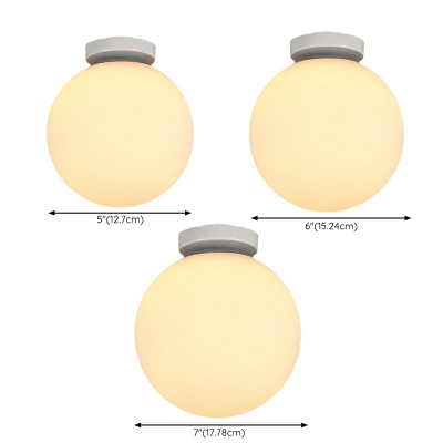 1 Light Flush Lamp Fixtures Minimalist Style Globe Shape Metal Ceiling Mounted Light