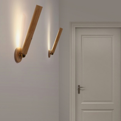 1 Light Wall Lighting Ideas Modern Style Tube Shape Wood Sconce Lights