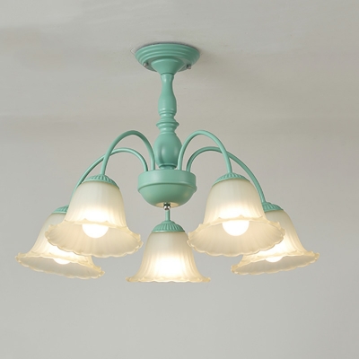 French Country Style Chandelier Creative Glass Green Chandelier for Bedroom