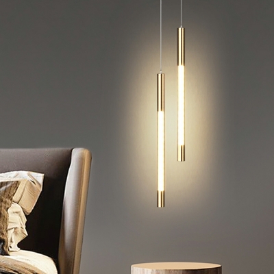 Modern Minimalist Metal Single Pendant Personality Strip Hanging Lamp for Bedroom