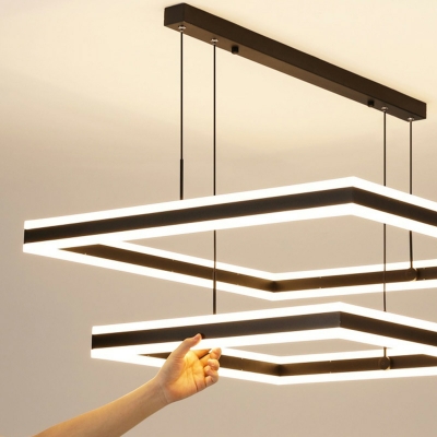 Nordic Minimalist Square Chandelier Fashion LED Chandelier for Living Room