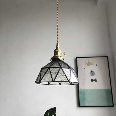 Retro Brass Single Pendant Nordic Personality Tiffany Glass Hanging Lamp
