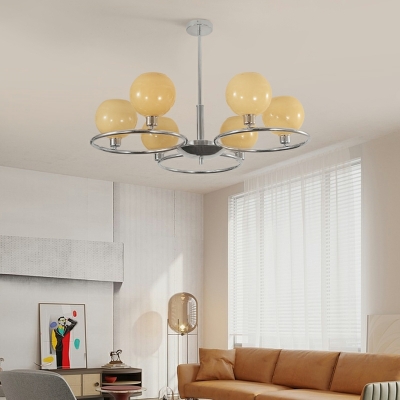 Retro Wrought Iron Chandelier French Minimalist Glass Chandelier for Living Room