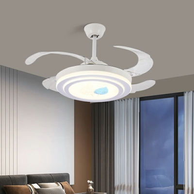 Semi-Flush Mount Ceiling Light Kid's Room Style Acrylic Semi Fan Flush Mount Light for Bedroom