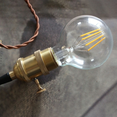 Simple Pure Copper Pendant Creative Single Head Bulb Hanging Lamp