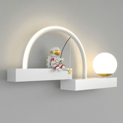1 Light Wall Lighting Ideas Kids Style Astronaut Shape Metal Sconce Light