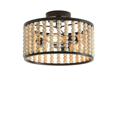 3 Light Ceiling Lamp Loft Style Cage Shape Metal Flush Mount Chandelier Lighting