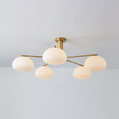 5 Light Ceiling Lamp Contemporary Style Geometric Shape Metal Flush Mount Chandelier