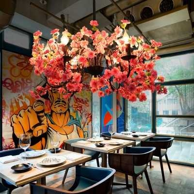 Industrial Style Art Hanging Lamp Creative Peach Blossom Decoration Hanging Lamp for Restaurant