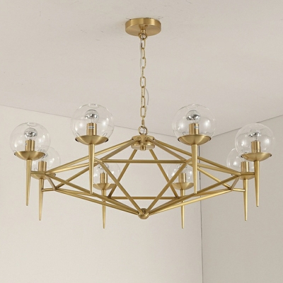 8 Light Pendant Chandelier Modern Style Globe Shape Metal Hanging Ceiling Light