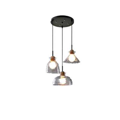 Nordic Minimalist Wood Art Single Pendant Modern Creative Transparent Glass Hanging Lamp