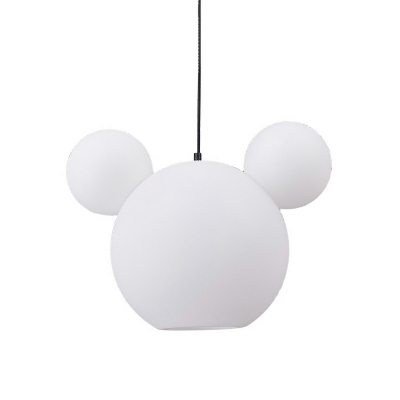 Nordic Simple White Pendant Creative Cartoon Mickey Hanging Lamp