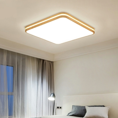 1 Light Ceiling Lamp Contemporary Style Geometric Shape Wood Flush Mount Chandelier