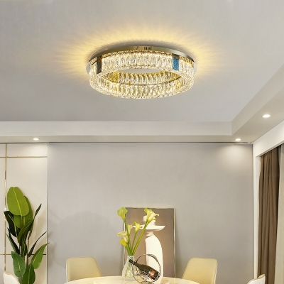 3 Light Close To Ceiling Fixtures Minimal Style Round Shape Metal Flushmount Lighting