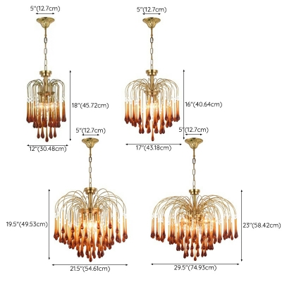 9 Light Pendant Lighting Industrial Style Teardrop Shape Metal Hanging Ceiling Light