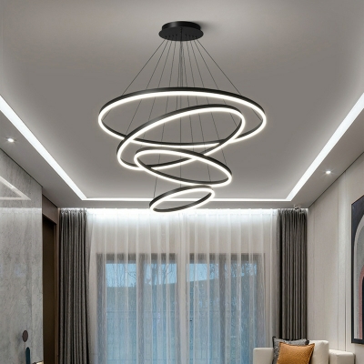 Nordic Minimalist Circle Chandelier Creative LED Multi Layer Chandelier for Hall
