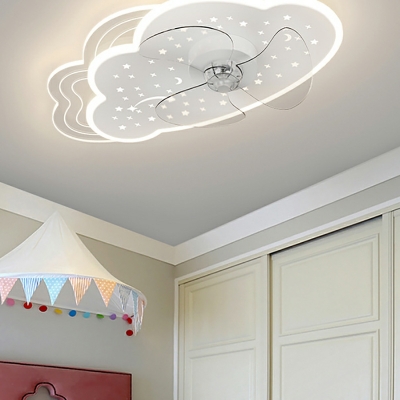 Nordic Simple LED Fan Light Dreamy Cloud Ceiling Mounted Fan Light for Children's Room