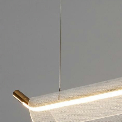 1 Light Island Pendant Lights Minimalism Style Linear Shape Metal Hanging Ceiling Light