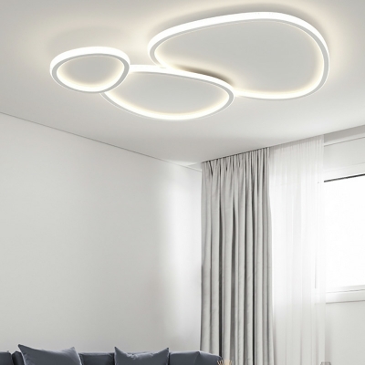 3 Light Close To Ceiling Fixtures Minimalistic Style Ring Shape Metal Flushmount Lighting