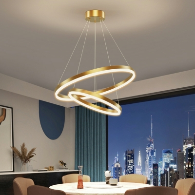5 Light Pendant Light Fixtures Contemporary Style Ring Shape Metal Hanging Ceiling Lights