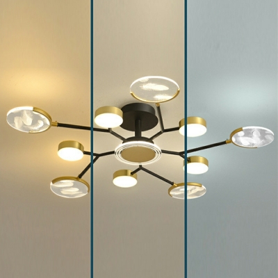 Postmodern Metal Ceiling Light Fixture Creative Feather LED Ceiling Lamp for Living Room