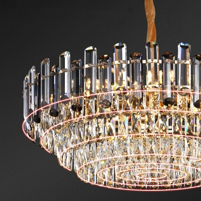 15 Light Pendant Lamp Contemporary Style Drum Shape Metal Hanging Ceiling Light