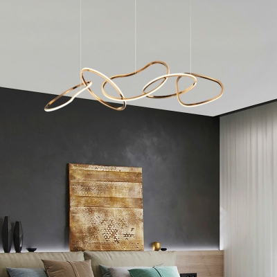 6 Light Pendant Lamp Contemporary Style Ring Shape Metal Hanging Ceiling Light