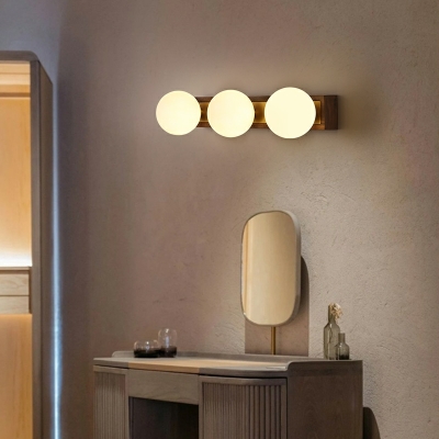 Nordic Creative LED Vanity Lamp Modern Walnut Wood Sconce Wall Light for Bathroom