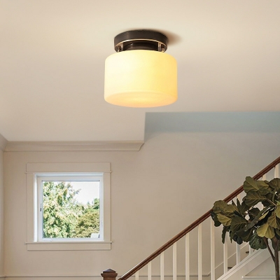 1 Light Ceiling Lamp Traditional Style Drum Shape Metal Flush Mount Chandelier Lighting
