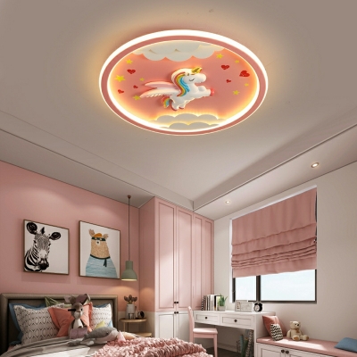 1 Light Close To Ceiling Fixtures Kids Style Geometric Shape Metal Flushmount Lighting
