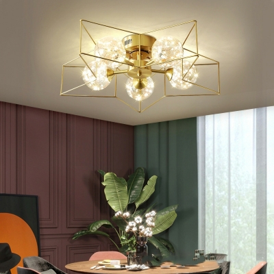 5 Light Close To Ceiling Fixtures Vintage Style Star Shape Metal Flushmount Lighting