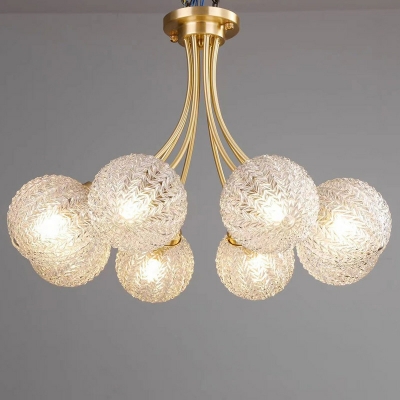 8 Light Ceiling Lamp Modern Style Globe Shape Metal Flush Mount Chandelier Lighting