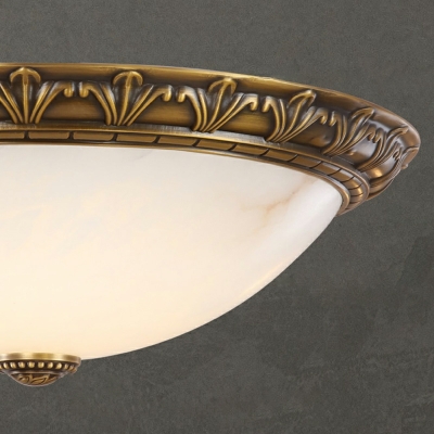 American Retro Copper Ceiling Lamp Creative Marble Ceiling Light Fixture for Bedroom