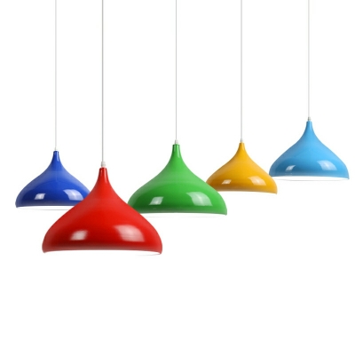 Industrial Simple Single Pendant Personality Multicolor Metal Hanging Lamp for Restaurant