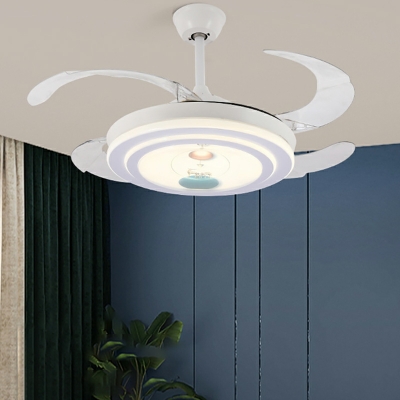 Semi-Flush Mount Ceiling Light Kid's Room Style Acrylic Semi Fan Flush Mount Light for Bedroom