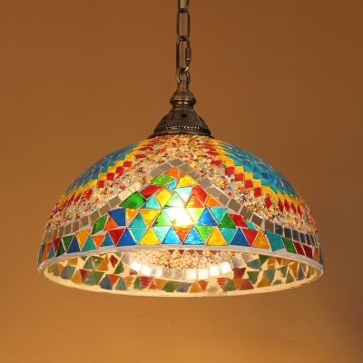 Tiffany Vintage Single Pendant Stained Art Glass Hanging Lamp for Dining Room