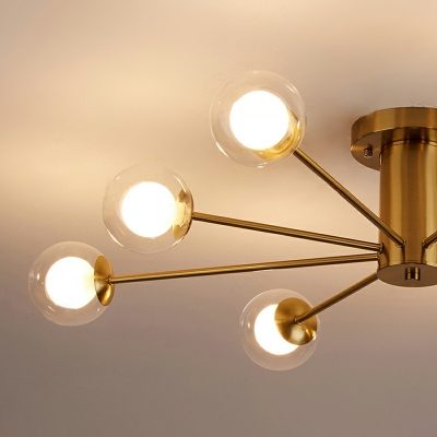 10 Light Ceiling Lamp Contemporary Style Ball Shape Metal Flush Mount Chandelier