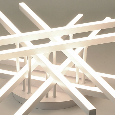 10 Light Ceiling Lamp Modern Style Linear Shape Metal Flush Mount Chandelier Lighting