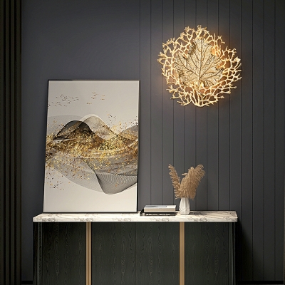 3 Light Wall Lighting Ideas Nordic Style Leaf Shape Metal Sconce Lights