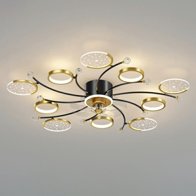 Acrylic Flush Fan Light Fixtures Contemporary Style Flush Light for Living Room