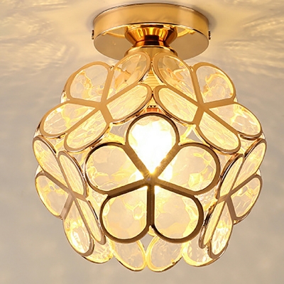 1 Light Ceiling Lamp Traditional Style Flower Shape Metal Flush Mount Chandelier Lighting