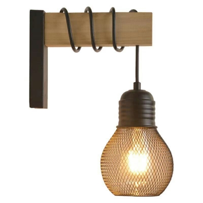 1 Light Sconce Light Fixture Nordic Style Geometric Shape Wood Wall Mounted Lamps