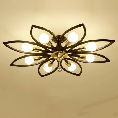8 Light Ceiling Lamp Modern Style Flower Shape Metal Flush Mount Chandelier Lighting