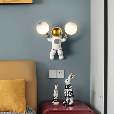 Globe Sconce Light Children's Room Style Wall Lighting with Glass Shape for Living Room