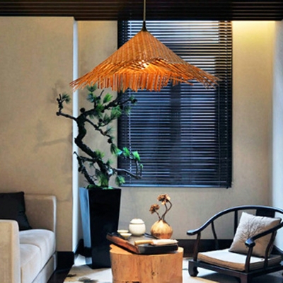 Japanese Style Bamboo Art Hanging Lamp Creative Weaving Hanging Lamp