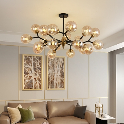 Nordic Light Luxury Chandelier Creative Transparent Glass Ball Chandelier for Living Room