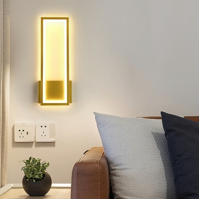 1 Light Wall Lighting Ideas Minimalist Style Rectangle Shape Metal Sconce Light