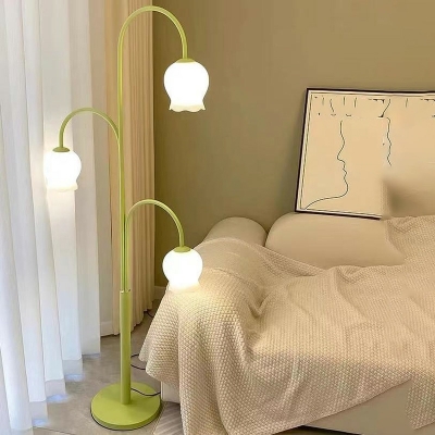 3 Lights Standard Lamps Contemporary Style Floor Lamps Glass for Bedroom