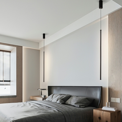 Modern Minimalist Line Single Pendant Creative LED Long Hanging Lamp for Bedroom